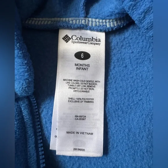 Columbia Baby 6 month Jester hood Blue footie EUC - Picture 5 of 10